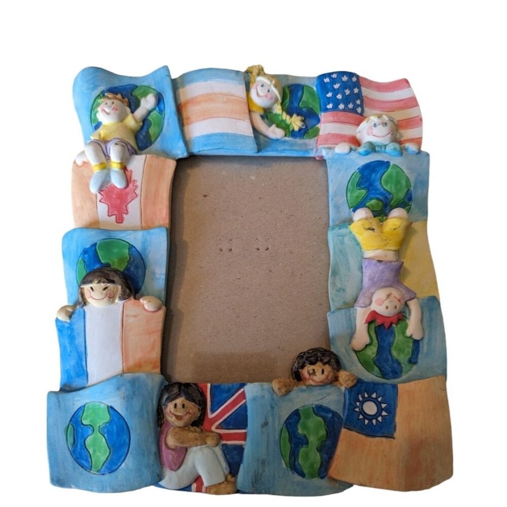 1994 HB Group BB Burnes 3x5 ceramic frame childern of the world flags cartoonish